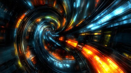 Poster - Abstract Swirling Tunnel of Light and Color