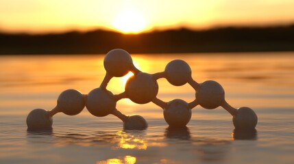 Wall Mural - Abstract Molecular Structure Sunset Reflection