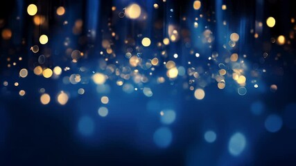 Abstract background of blue bokeh lights, creating a beautiful and festive atmosphere.