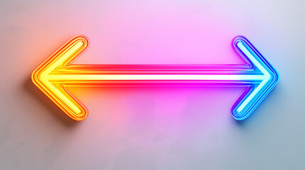 Poster - Double neon arrow sign pointing in opposite directions on concrete wall
