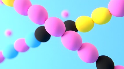 Abstract 3D Colorful Spheres on Blue Background