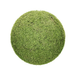 3d render of spherical shape covered with grass and flower on transparent background