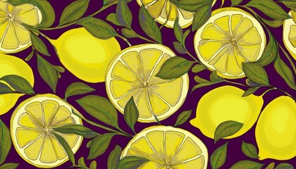 Seamless pattern with lemons