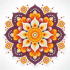 Mandala art design also called rangoli, decorative elements on white background