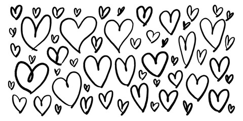 Wall Mural - Doodle sketch style of hearts background vector illustration for concept design.