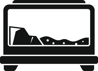 Sticker - Black silhouette of a mining cart full of coal entering the mine shaft, icon for apps and websites