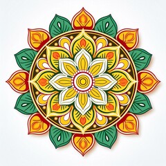 Mandala art design also called rangoli, decorative elements on white background