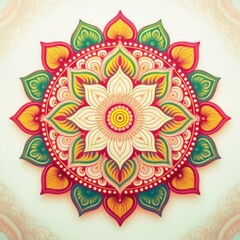 Mandala art design also called rangoli, decorative elements on white background