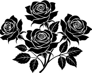 rose flower set silhouette vector art