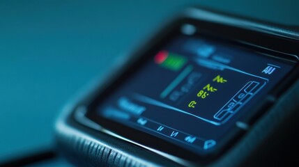 Close-up of a digital display showing various measurements and readings.
