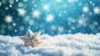 © hassan - Festive christmas blue background with falling snowflakes and sparkling winter wonderland atmosphere