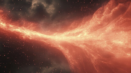 Canvas Print - A fiery cosmic stream stretches across the dark space.