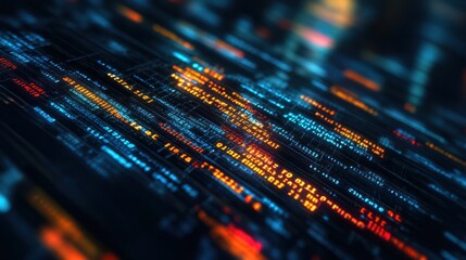 abstract computer coding with glow light