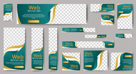 Wall Mural - web advertising banner template design. modern web layout set with standard size. vector
