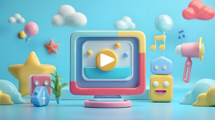Wall Mural - Media Planning Icon Advertising Design 3D