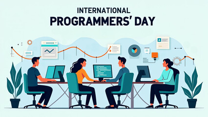 Programmers Working Together in Office: Collaborative Software Development Team Analyzing Data and Coding