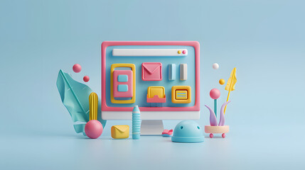 Wall Mural - Modal Window In User Interface UI 3D