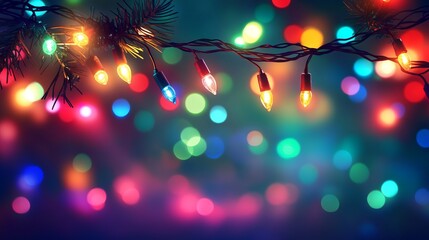 Wall Mural - vibrant and festive christmas lights display creating a colorful and joyful holiday atmosphere