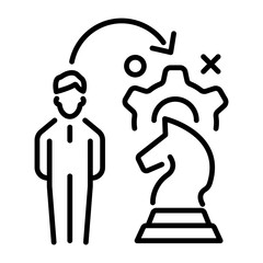 Poster - Strategy icon in outline style 