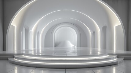 Wall Mural - background, modern, interior, 3d, room, abstract, design, white, light, illustration, wall, stage, e