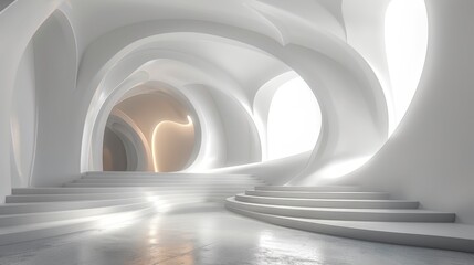 Wall Mural - background, modern, interior, 3d, room, abstract, design, white, light, illustration, wall, stage, e