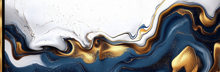 Wall Mural - Beautiful abstract Liquid blue, white and gold textured background wallpaper