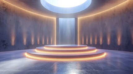 Wall Mural - background, modern, interior, 3d, room, abstract, design, white, light, illustration, wall, stage, e
