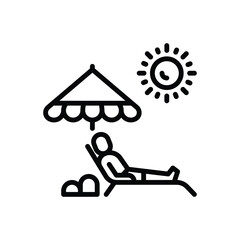 Poster - Black line icon for sunbath