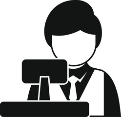 Canvas Print - This simple, striking icon depicts a cashier standing at a cash register