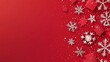 © hassan - Festive red christmas banner with snowflakes - merry christmas and happy new year greeting - horizontal new year background for headers, posters, cards, and websites - vector illustration