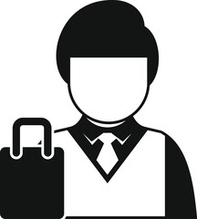 Sticker - Businessman holding shopping bag icon, simple style