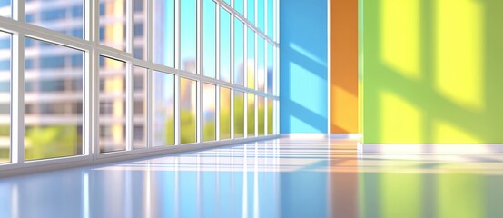 An abstract ai illustration of a building with a white interior showcases a geometric window highlighting the architectural background of the building.