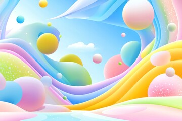 Wall Mural - Background of pastel colors and a minimalistic blob pattern