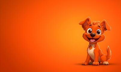 Playful Cartoon Canine, a cheerful 2D dog joyfully wagging its tail, embodying energy and charm in a vibrant, animated style.