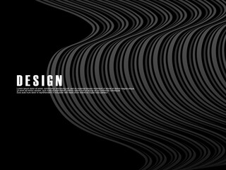 Abstract futuristic dark black background with wave design. Realistic 3d wallpaper with luxurious flowing lines. Perfect background for posters, websites, brochures, banners, applications, etc.