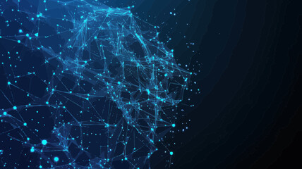 Wall Mural - futuristic ai connectivity network with low poly mesh and blue particle lines, big data analysis, ar