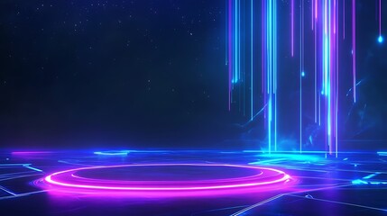 Futuristic neon lights creating a vibrant and dynamic visual effect on a dark background.