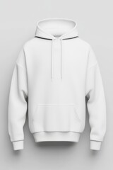 White hoodie template A 3D rendering of a sweatshirt with a hood long sleeves and cuffs shown from the front and back view Isolated on a clean contrast colorful background ideal for design mockups 