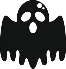 Poster - Simple black and white vector illustration of a cartoon ghost with its mouth open, as if making a spooky sound