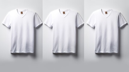 Three White T-Shirts on a White Background