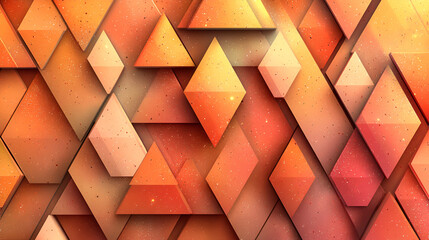 Wall Mural - geometric pattern of orange and peach shapes creating an abstract design with depth and texture in a