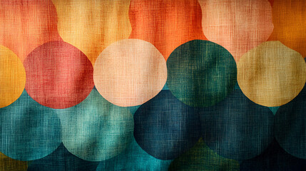 Wall Mural - colorful abstract pattern with interlocking circles in warm and cool tones, creating a textured and 
