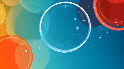 Wall Mural - abstract colorful bubble background with vibrant circles floating on a blue backdrop