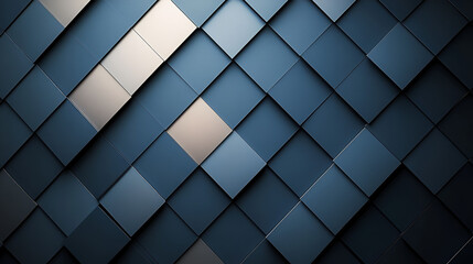 Wall Mural - abstract design of interlocking blue tiles creating a textured surface with varying shades and light