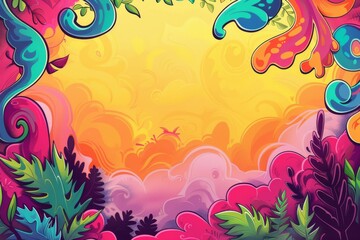 Poster - Vibrant cartoon background featuring ample hand-drawn copy space.