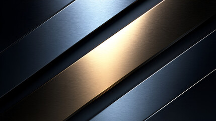 Wall Mural - abstract composition of sleek metallic strips with contrasting gold and dark shades in a creative la