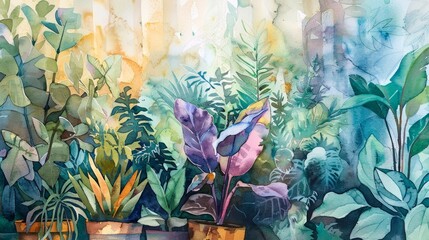 Poster - Watercolor plant arrangement adding depth to visual narratives