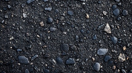 Wall Mural - Dark Asphalt Texture with Pebbles and Stones