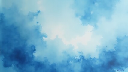 Abstract sky blue fantasy watercolor background texture. Generative AI