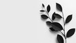 © Cloudyew - Elegant black leaf branch on a white background, perfect for minimalist and modern design themes.